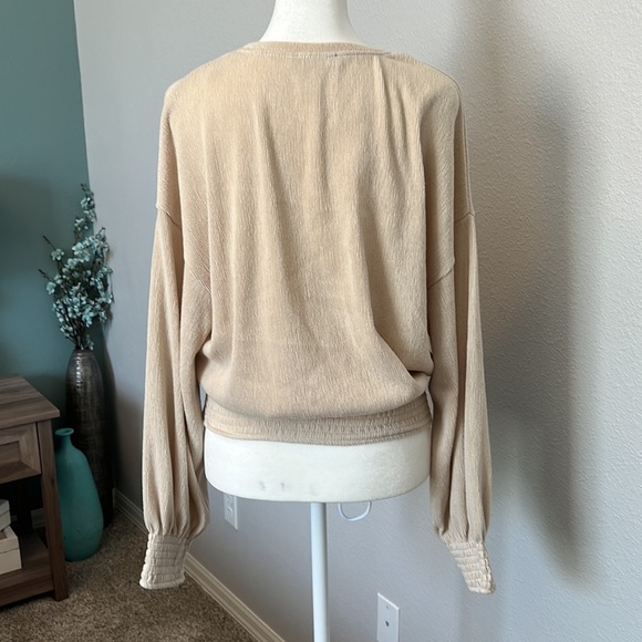 Zara Ribbed Top Beige Size Small - Picture 2 of 9